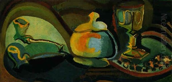 Nature Morte Au Verre, Pipe Et Pot A Tabac Oil Painting by Jules (Youla) Chapoval