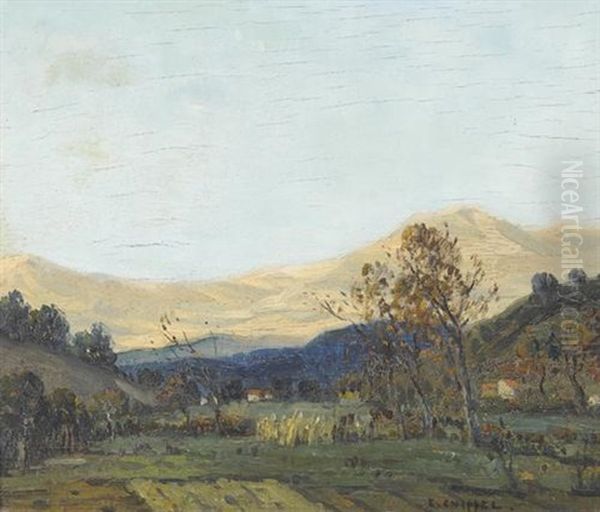 Herbstliche Landschaftspartie Bei Villeneuve-sur-loube Oil Painting by Edouard Chappel