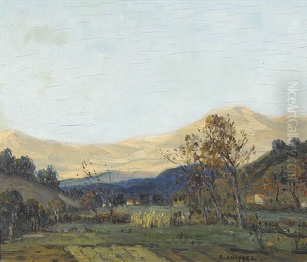 Herbstliche Landschaftspartie Bei Villeneuve-sur-loube Oil Painting by Edouard Chappel