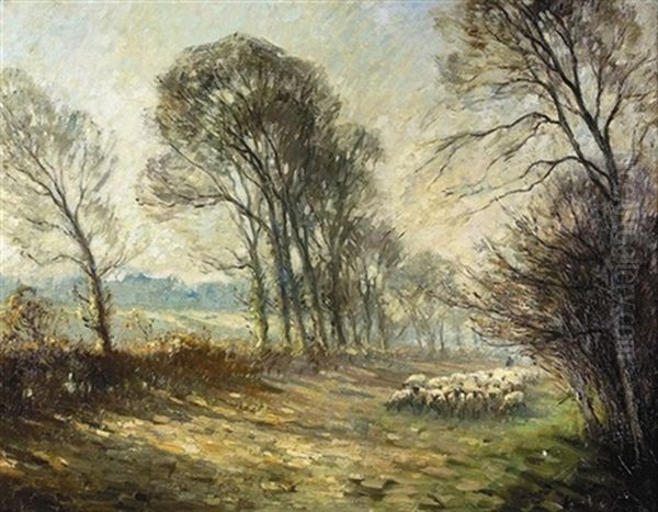 Landschaft Mit Schafherde Oil Painting by Edouard Chappel