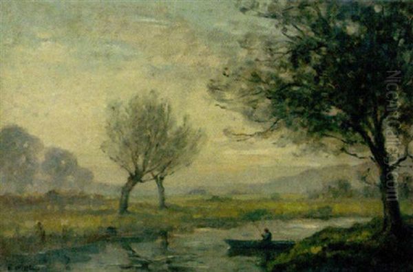 A Peaceful Stretch Of The River by Edouard Chappel