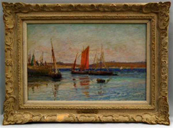 Harbour Scene Oil Painting by Pierre Marie Alfred Chapuis