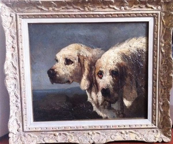 Double Portrait De Billy, Chiens De Chasse Francais Oil Painting by Jules Chardigny