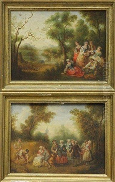 Scenes Pastorales (pair) Oil Painting by Gabriel-Gervais Chardin