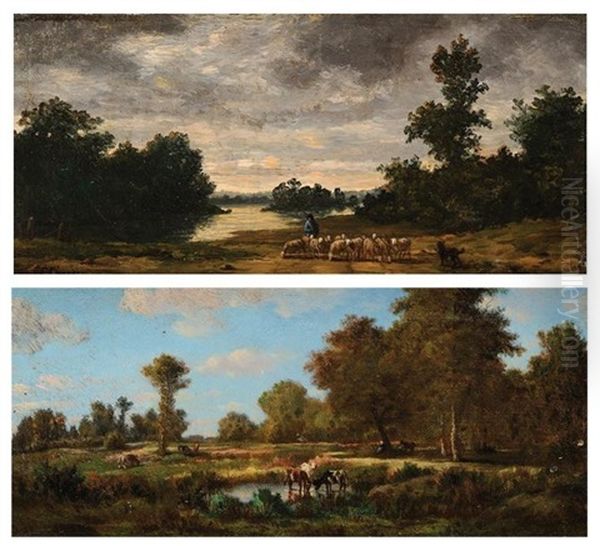 Scenes Pastorales (pair) Oil Painting by Gabriel-Gervais Chardin