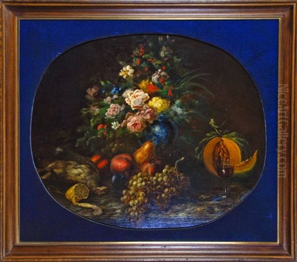 Nature Morte Aux Fruits Et Aux Fleurs Oil Painting by Gabriel-Gervais Chardin