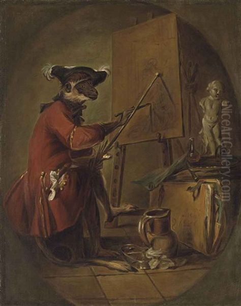 Le Singe Peintre (the Monkey Painter) Oil Painting by Jean-Baptiste-Simeon Chardin