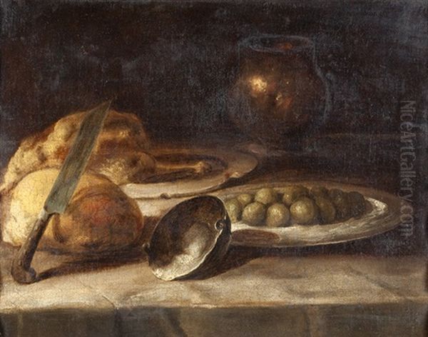 Stillleben Mit Schinken, Geflugel, Kufpergeschirr Und Messer Oil Painting by Jean-Baptiste-Simeon Chardin