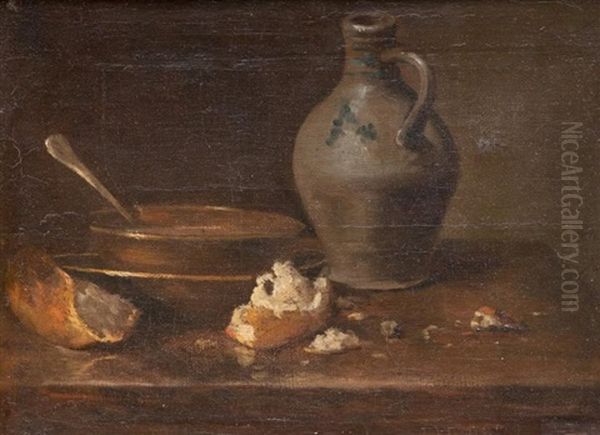 Nature Morte A L'ecuelle, Au Pain Et A La Cruche Oil Painting by Jean-Baptiste-Simeon Chardin