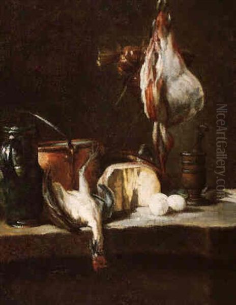 Nature Morte A La Raie Et Au Panier D'oignons Oil Painting by Jean-Baptiste-Simeon Chardin