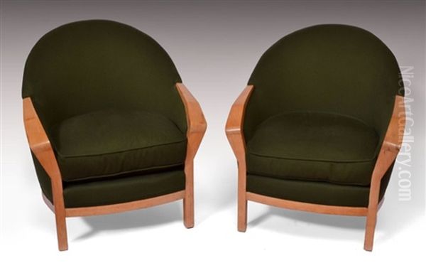 Paire De Fauteuils Modele Mf 732 (set Of 2) Oil Painting by Pierre Chareau