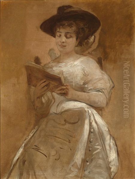 Portrait Der Frau Eugen Jettels, Cilli Jettel Geb. Mailer Oil Painting by Eduard Charlemont