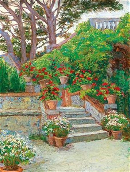 Garten In Brioni Oil Painting by Hugo Charlemont