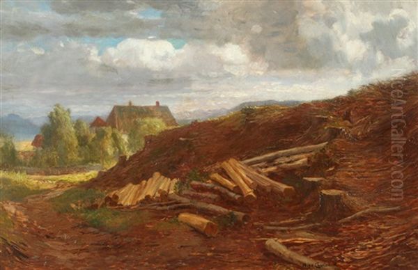 Logging Oil Painting by Hugo Charlemont