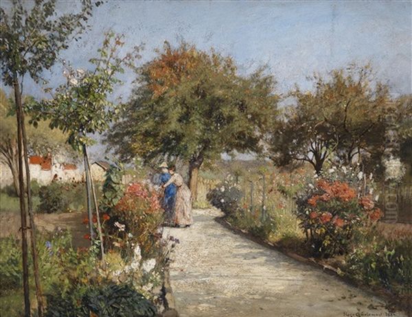 Ein Sommertag Im Garten Oil Painting by Hugo Charlemont