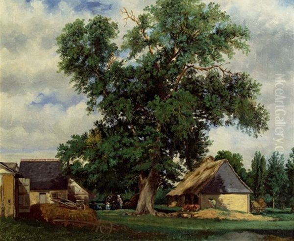 Bauernhofidylle Oil Painting by Hugo Charlemont