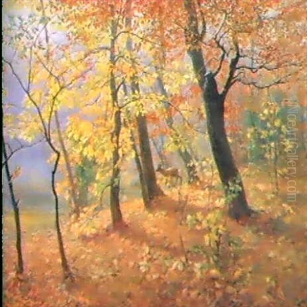 Herbstwald Bei Dornbach Oil Painting by Hugo Charlemont