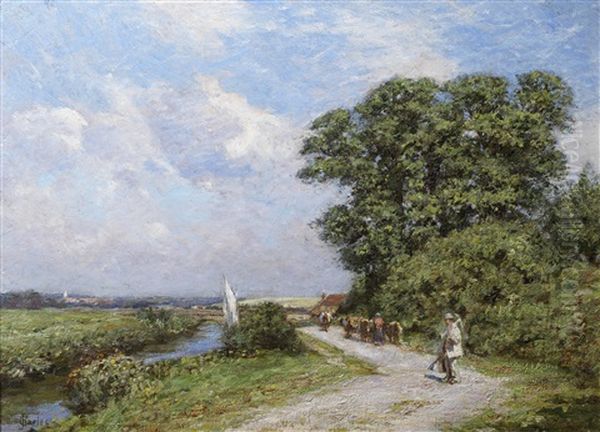 A Country Road Oil Painting by James Charles