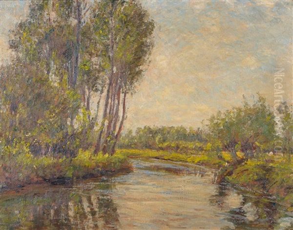 Summer River Landscape Oil Painting by James Charles