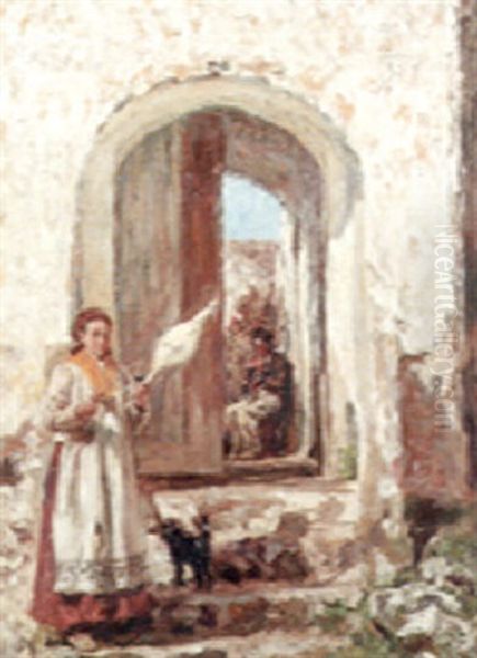 A Doorway Oil Painting by James Charles