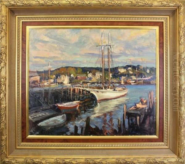 Sylvia At Dock Oil Painting by Robert Charles