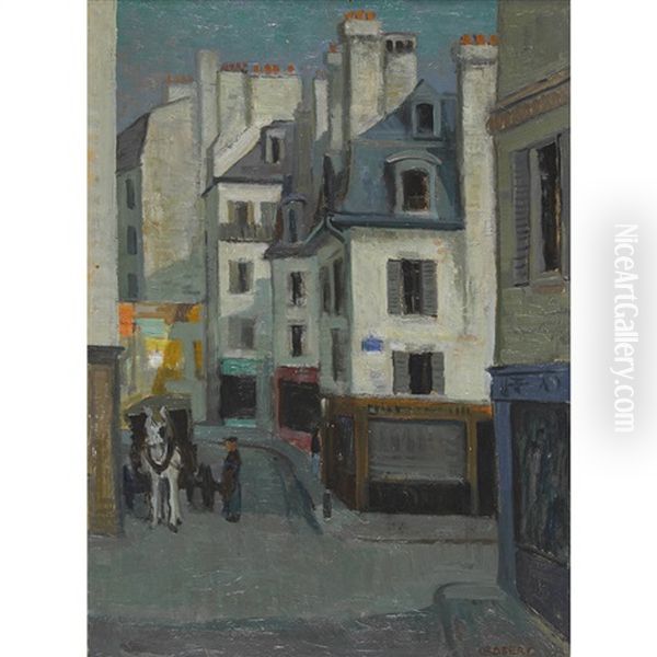 Gassenzug In Paris Oil Painting by Robert Charles