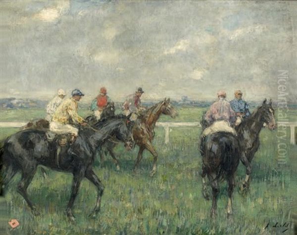 Aux Courses, Avant Le Depart Oil Painting by Frantz Charlet