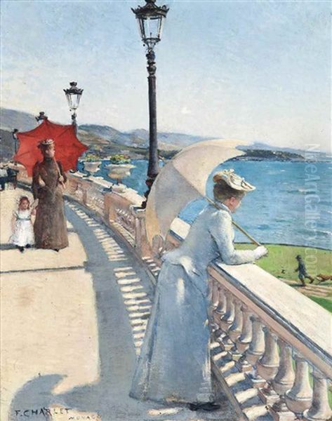 A Promenade In Monaco Oil Painting by Frantz Charlet