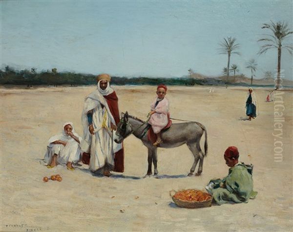 Jeunes Enfants A Biskra Oil Painting by Frantz Charlet