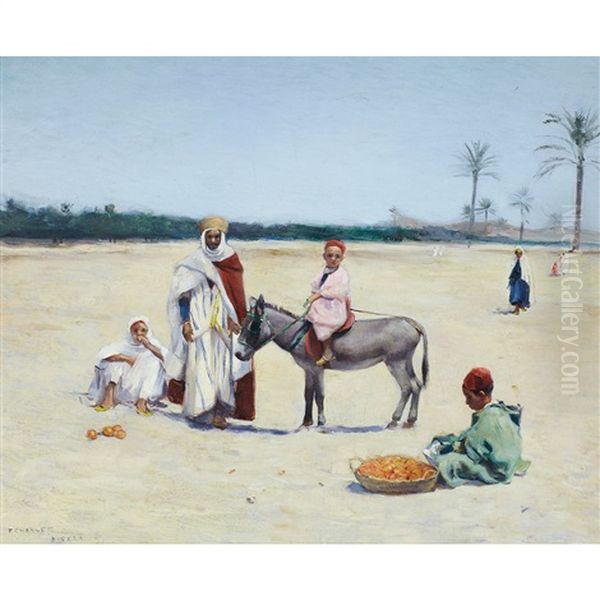 Little Salesman At Biskra, Algeria Oil Painting by Frantz Charlet