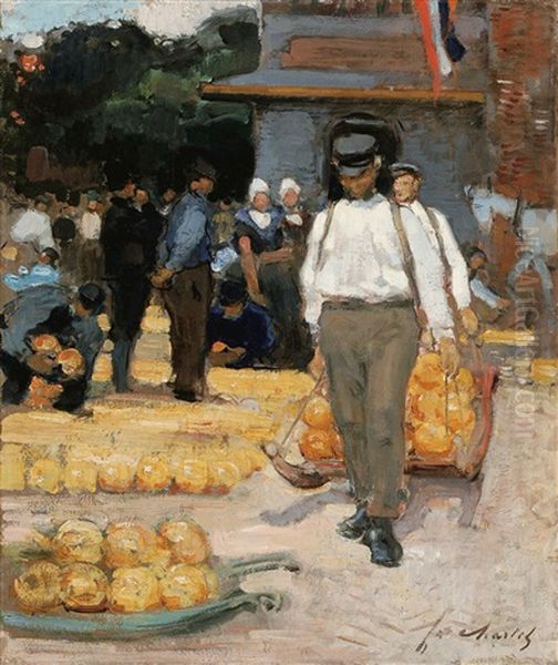 Marche Aux Fromages En Hollande Oil Painting by Frantz Charlet