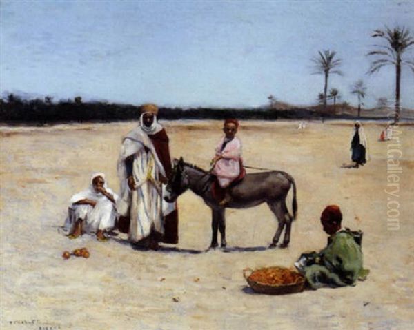 The Orange Seller In The Desert At Biskra, Algeria by Frantz Charlet