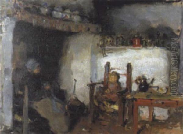 Scene D'interieur Oil Painting by Frantz Charlet