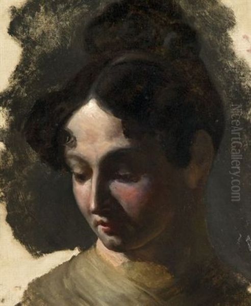 Tete De Femme (study) Oil Painting by Nicolas Toussaint Charlet