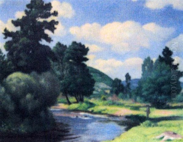 Pecheurs En Morvan Oil Painting by Louis Charlot