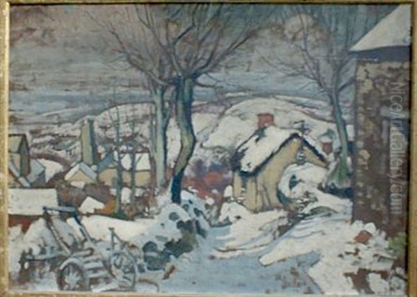 Paysage Du Morvan Sous La Neige Oil Painting by Louis Charlot