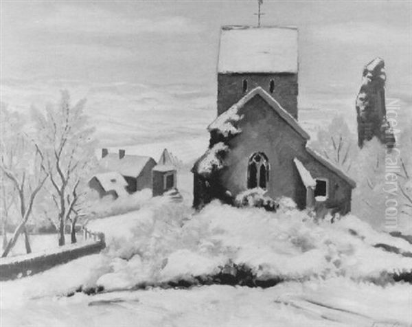 Eglise Sous La Neige Oil Painting by Louis Charlot