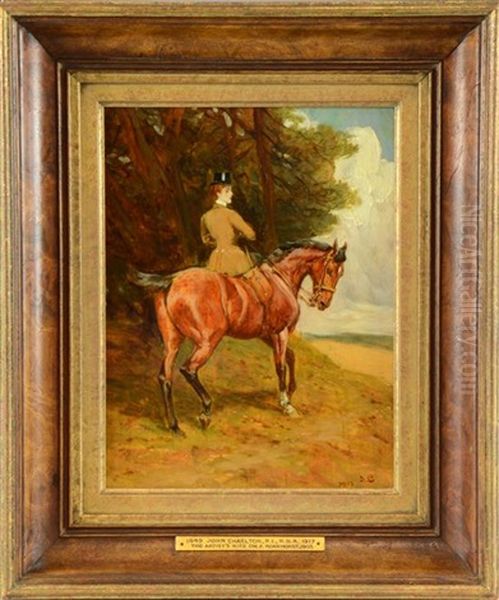 The Artist's Wide On A Roan Horse Oil Painting by John Charlton