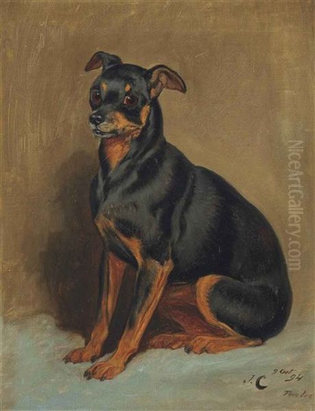 Pentre, A Manchester Terrier Oil Painting by John Charlton