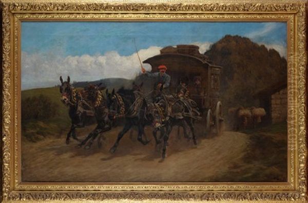 A Horse-drawn Caravan Oil Painting by John Charlton