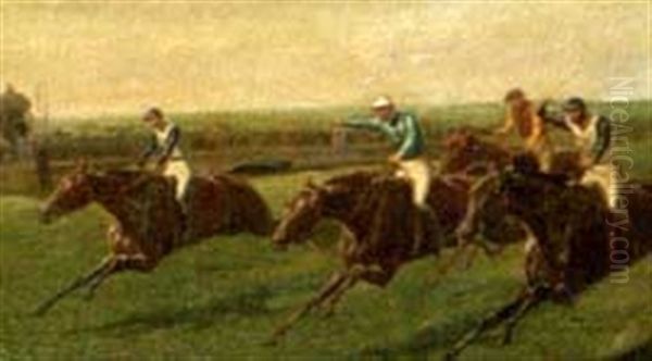 The Winning Post, Epsom Oil Painting by John Charlton