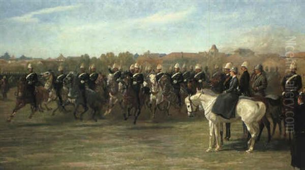 Shanghai Volunteer Corps At Review, 1892 Oil Painting by John Charlton