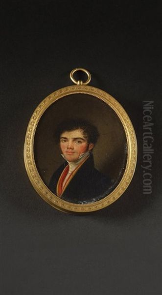 Gentilhomme Au Gilet Rouge Oil Painting by Louis Francois Charon