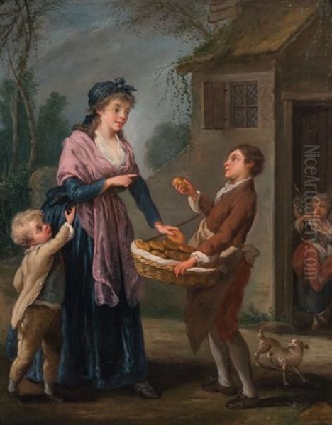 The Bread Seller Oil Painting by Jean-Baptiste Charpentier the Elder