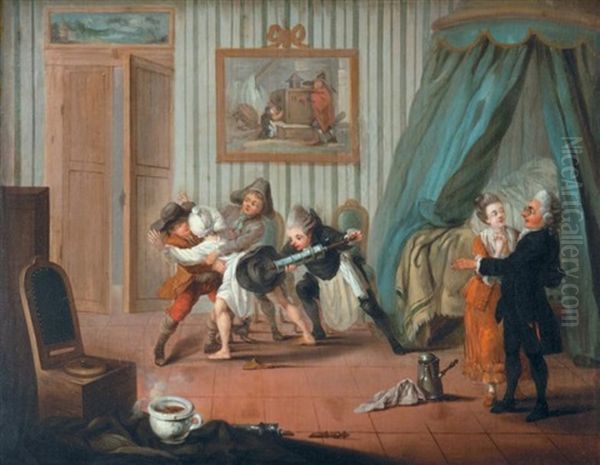 Le Coup De Clysopompe Oil Painting by Jean-Baptiste Charpentier the Elder