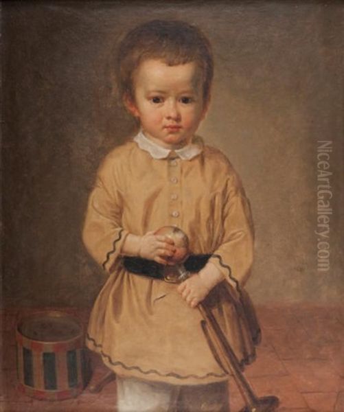 Portrait De Jeune Garcon A La Trompette Oil Painting by Jean-Baptiste Charpentier the Elder