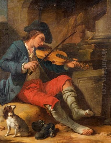 Un Jeune Violoniste Oil Painting by Jean-Baptiste Charpentier the Elder