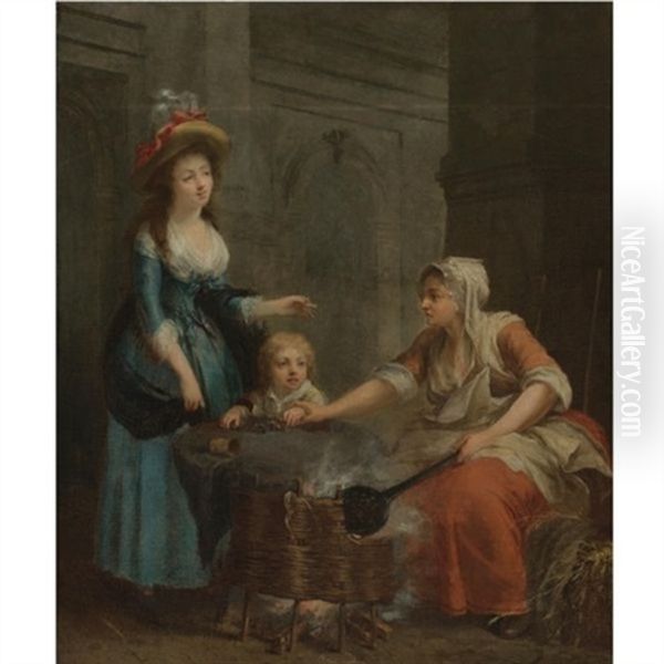 The Chesnut Seller Oil Painting by Jean-Baptiste Charpentier the Elder