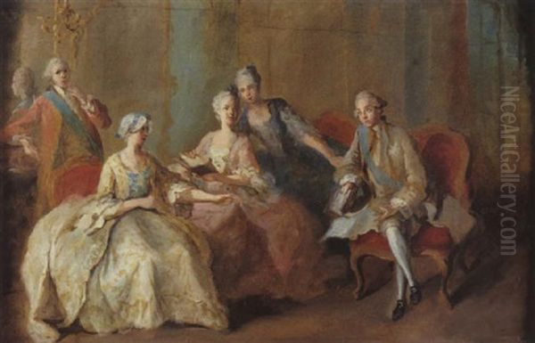 Portrait De La Famille Du Duc De Penthievre(?) Oil Painting by Jean-Baptiste Charpentier the Elder