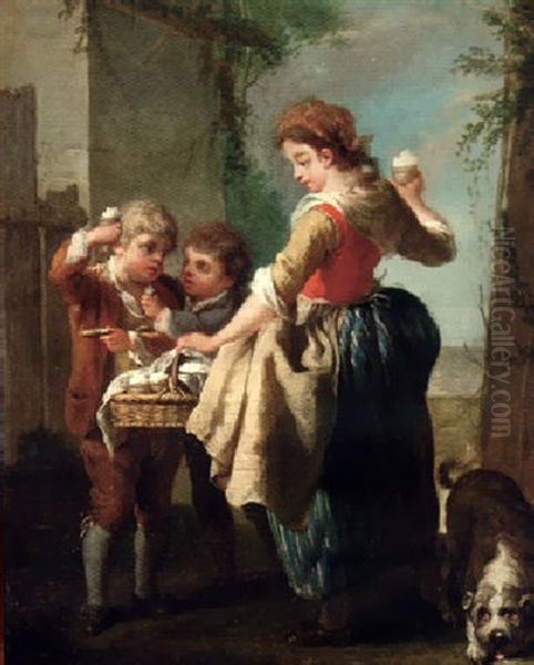 A Woman Selling Sherbert Oil Painting by Jean-Baptiste Charpentier the Elder